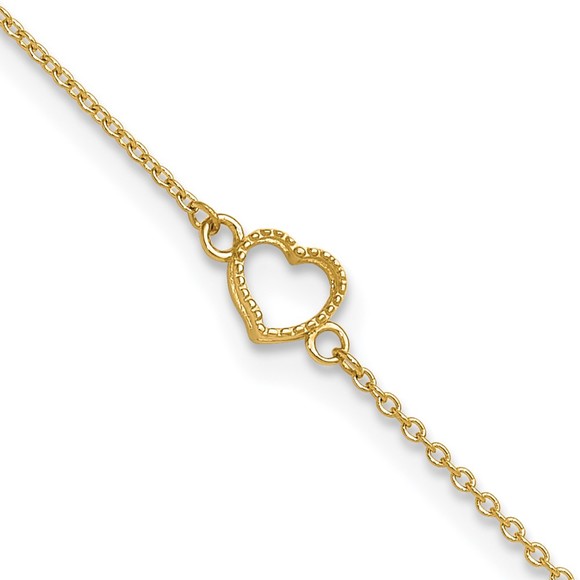 14k Yellow Gold Textured and Polished Heart Charm 9